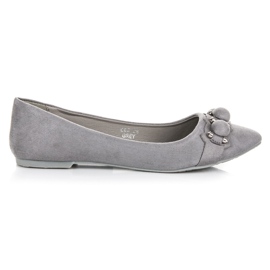 Seastar Wildleder-Ballerinas mit V-Ausschnitt grau