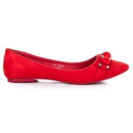 Seastar Wildleder-Ballerinas mit V-Ausschnitt rot