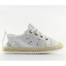 Weiße Espadrilles-Schnürsneaker B-140 Weiß