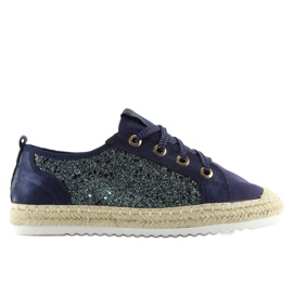 Marineblaue Espadrilles mit Schnürung B-140 DK.BLUE