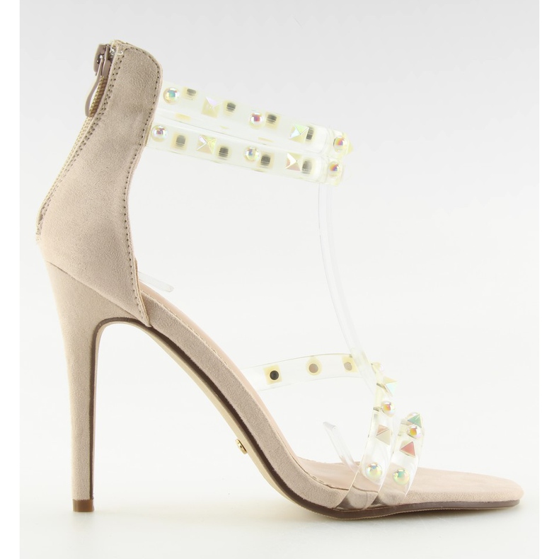 Beige Sandalen mit Silikonbändern