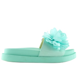 Pantoffeln Flower Power mint AK04P blau