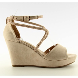 Sandalen auf Keilabsatz F162 beige - ii gat