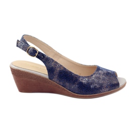 Sergio Leone 811 Keilsandalen marineblau