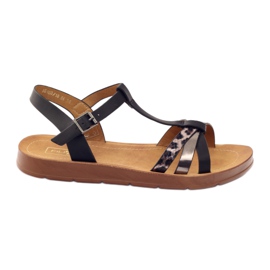 Filippo Damen Sandalen Leopard 103 schwarz grau