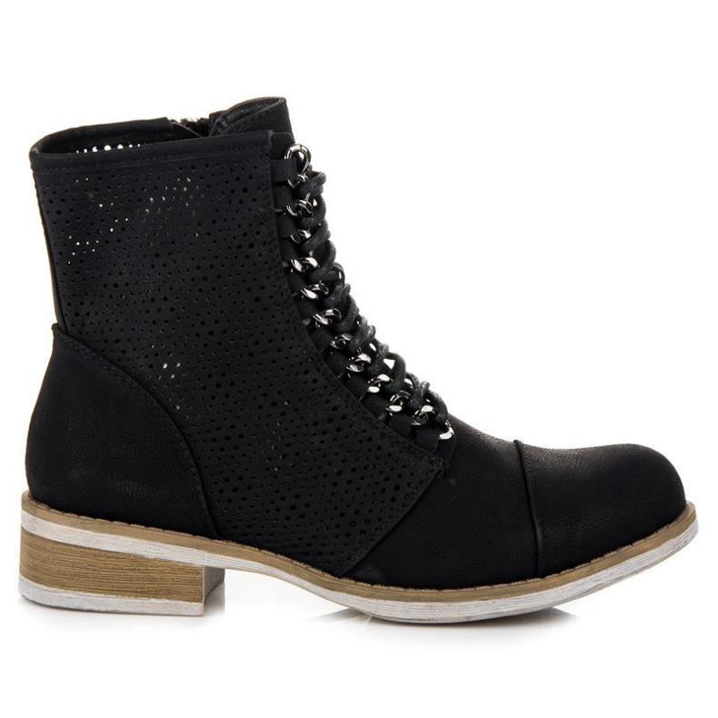 Bello Star Durchbrochene Stiefel für den Frühling schwarz