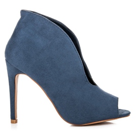 Bestelle Stiefeletten aus Wildleder mit offener Zehenpartie blau