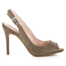 Bestelle Wildledersandalen auf hohem Absatz grün