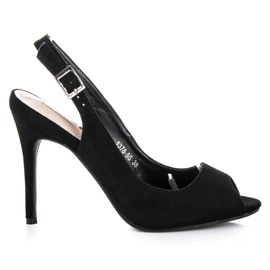 Bestelle Wildledersandalen auf hohem Absatz schwarz