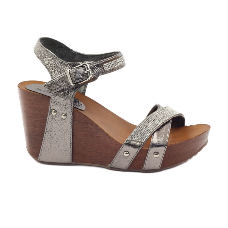 M.Daszyński Keilsandalen Daszyński mit Zirkonias grau