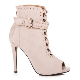 Seastar Stiefeletten aus Wildleder mit offener Zehenpartie beige