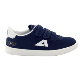 American Club Sportliche amerikanische Ledereinlage navy blau weiß