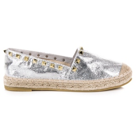 Coura Silberne Espadrilles mit Nieten grau