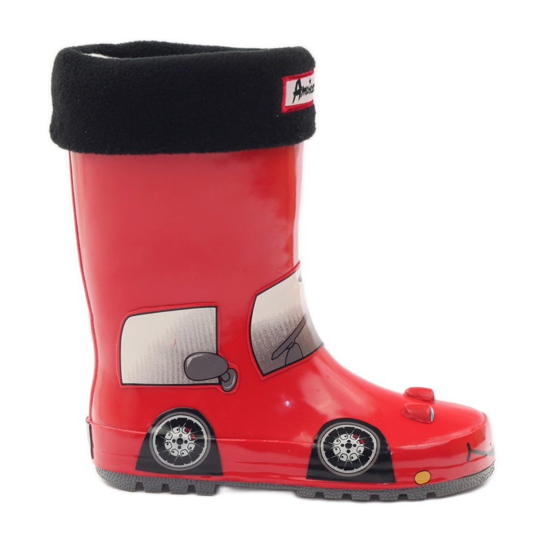 American Club Galoschen-Socke plus RED CAR-Einlegesohle rot grau schwarz