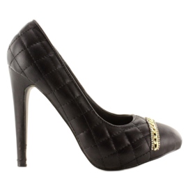 Auf einem Stiletto gesteppte Pumps 200-71 Schwarz