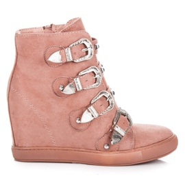Bestelle Wildlederturnschuhe mit Schnallen rosa