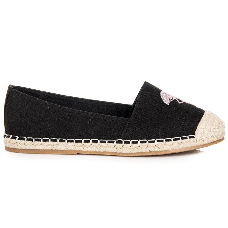Bestelle Schwarze Espadrilles mit Flamingo