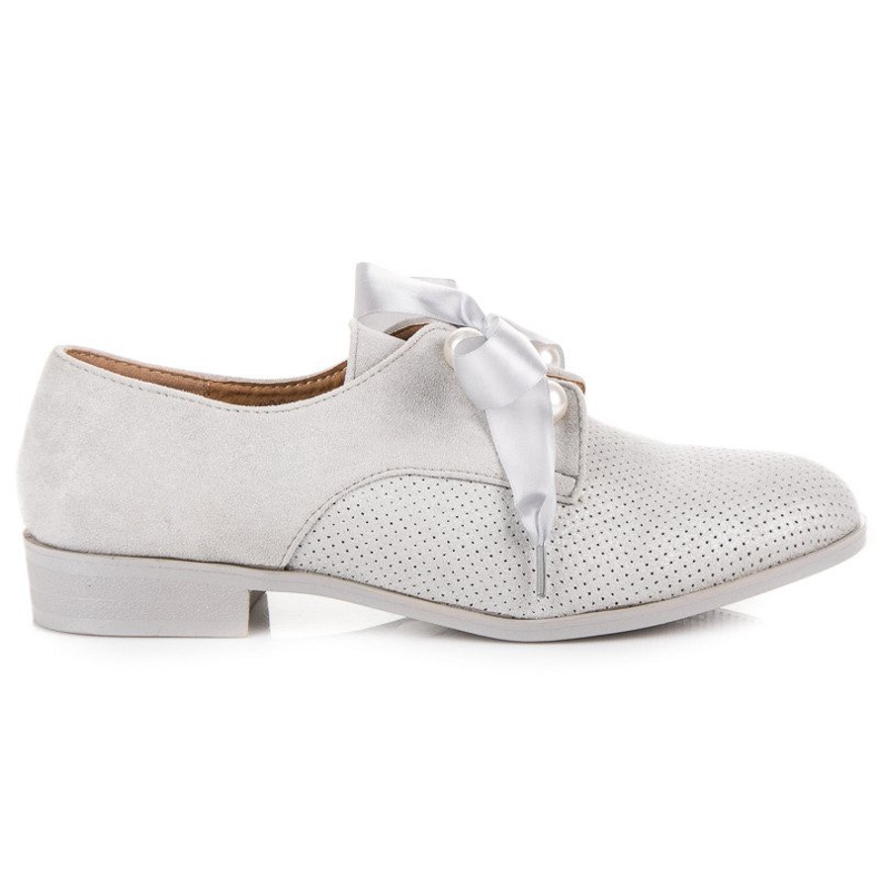 Bestelle Wildlederschuhe mit Perlen grau