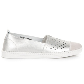 VINCEZA Leder Slipper grau