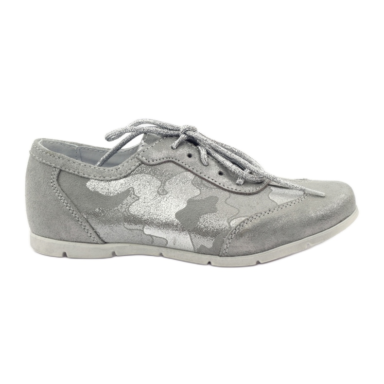 RenBut Ledersportstiefel. Silberspitze -up -Schuhe grau