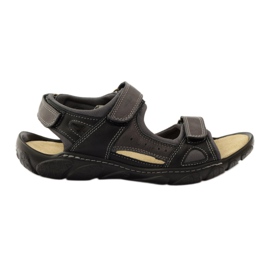 Naszbut 043 Ledersandalen mit Klettverschluss schwarz grau