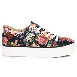 Yes Mile Gebundene Turnschuhe mit Blumen mehrfarbig