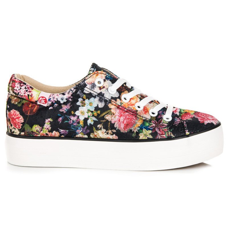 Yes Mile Gebundene Turnschuhe mit Blumen mehrfarbig