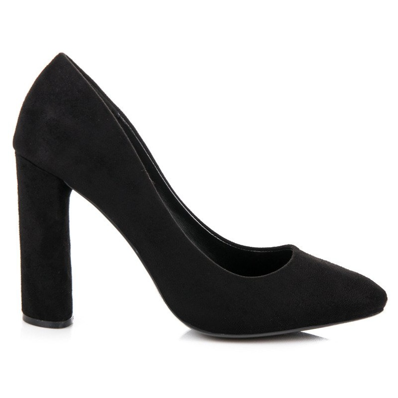 Wildlederpumps an der Säule schwarz