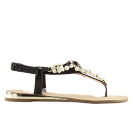 Sandalen mit schwarzen Perlen D580 schwarz