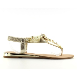 Sandalen mit goldenen Perlen D580 Gold grau