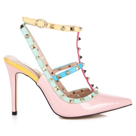 Vices Bunte Sandalen auf einem Laster mit hohem Absatz rosa