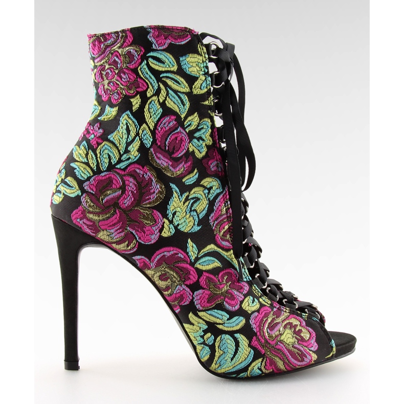 Orientalische Schnürboots SCHWARZ / FUSHIA gelb grün violett