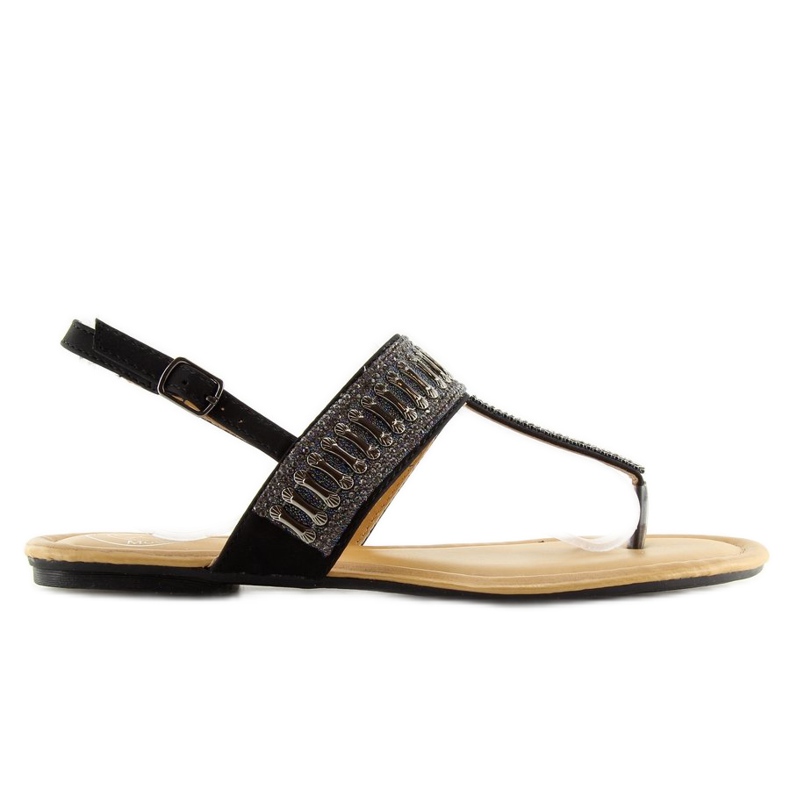 Schwarze Sandalen mit Steinen schwarz 6700 Black