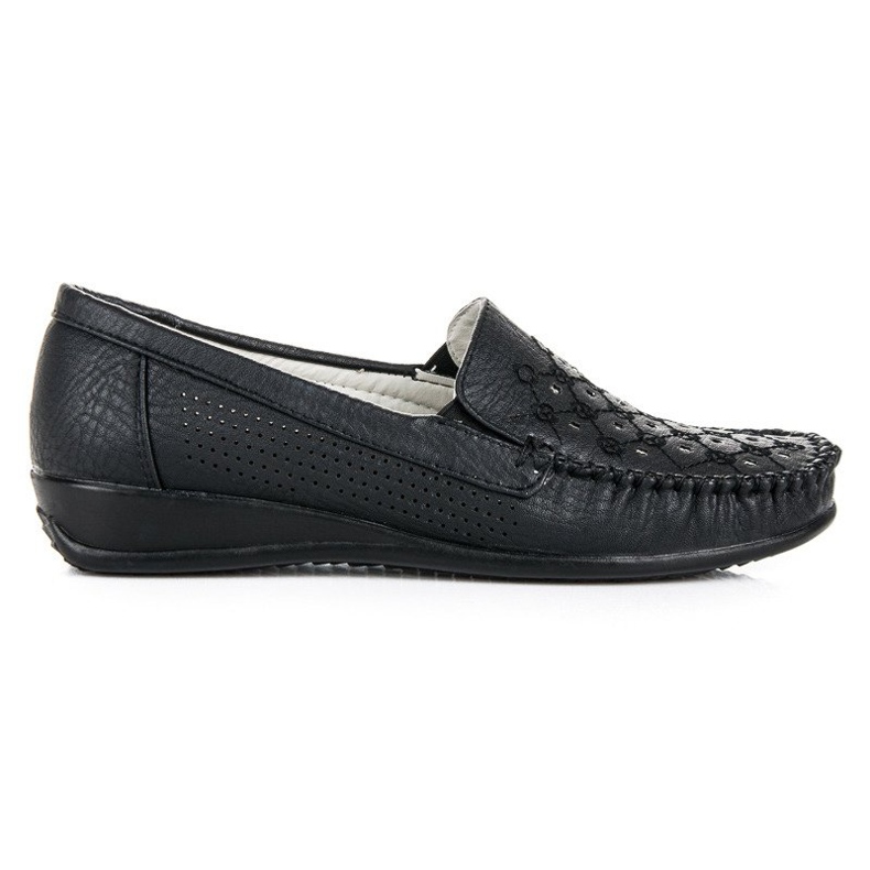 Hasby Schwarze durchbrochene Loafer