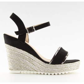 Schwarze Sandalen Espadrilles auf Wedges schwarz 6823 Schwarz