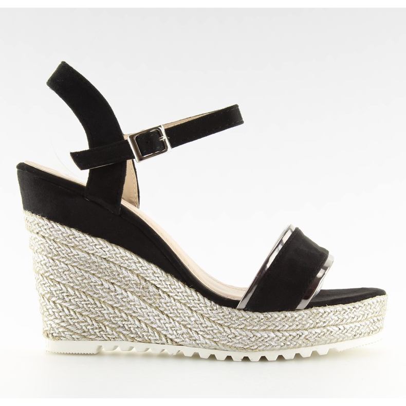 Schwarze Sandalen Espadrilles auf Wedges schwarz 6823 Schwarz