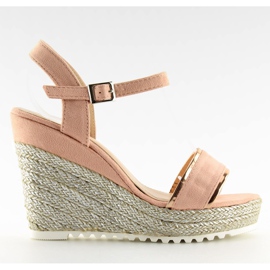Sandalen, Espadrilles auf rosa Wedges 6823 Pink