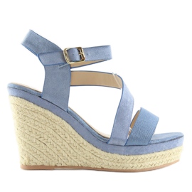 Blaue Espadrilles auf Keilabsatz, blau 333-8 Blau