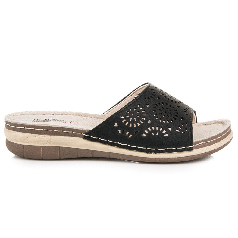 Hasby Durchbrochene Hausschuhe für Damen schwarz