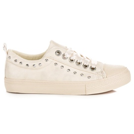 Beige Turnschuhe mit Schleife