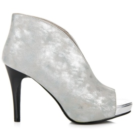 Vinceza Stiefel mit offener Spitze grau