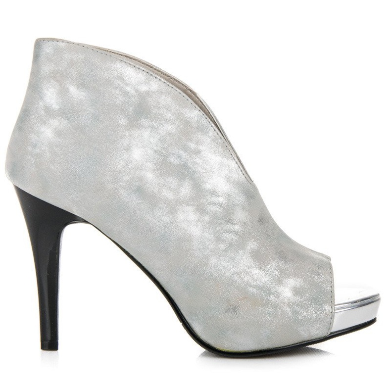 Vinceza Stiefel mit offener Spitze grau