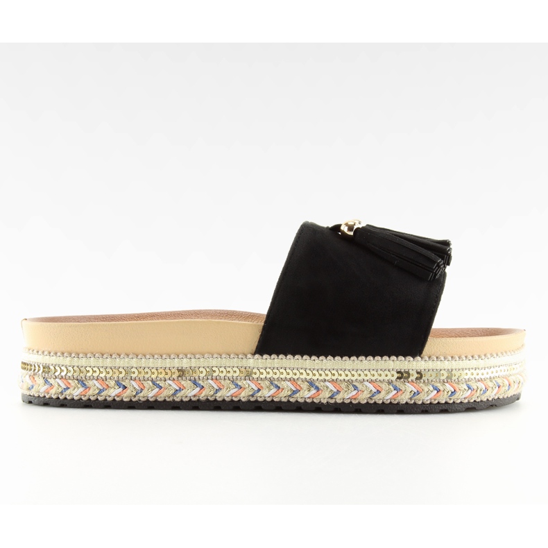 Schwarze schwarze Damenhausschuhe LS-93 schwarz