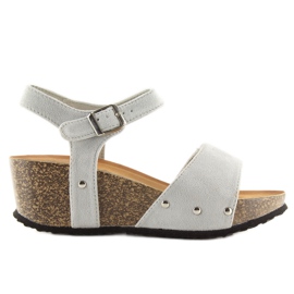 Grau Graue Sandalen auf Korksohle