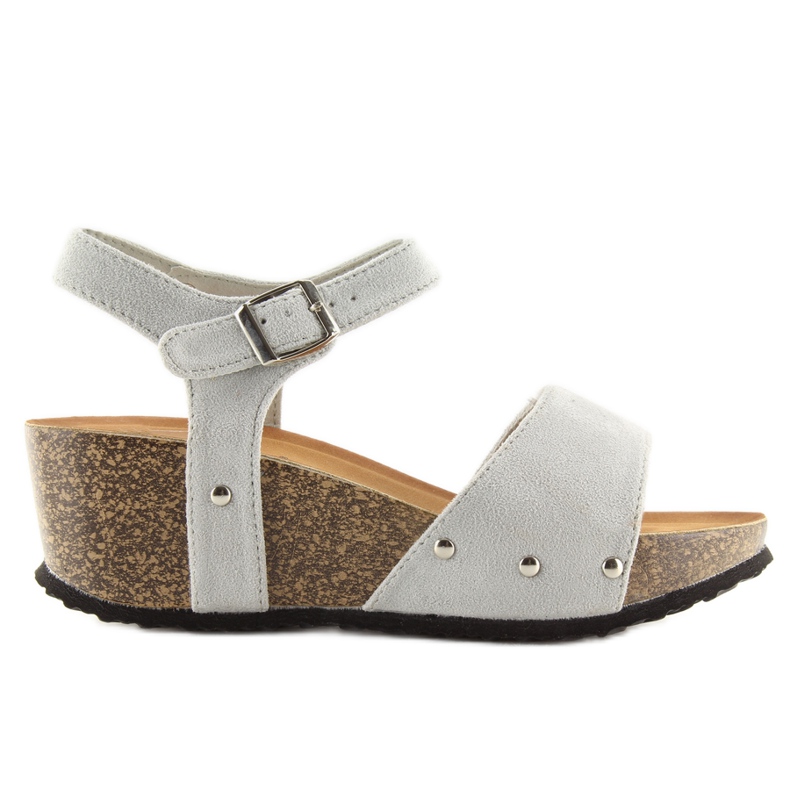 Grau Graue Sandalen auf Korksohle