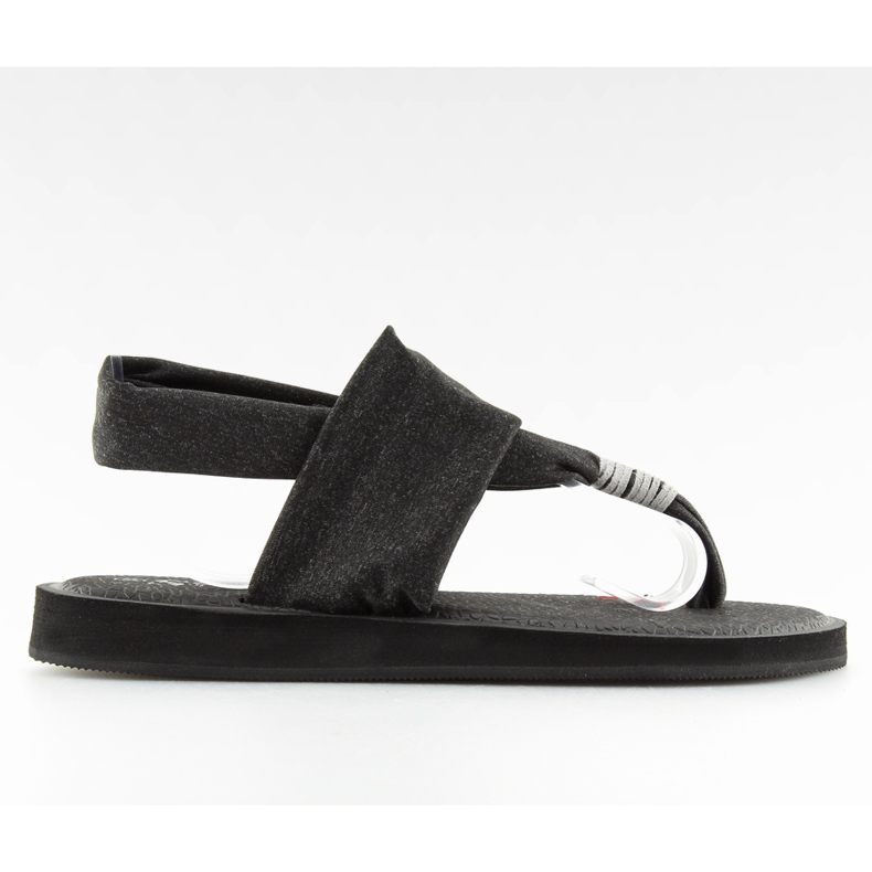 Schwarze Flip-Flops aus schwarzer Baumwolle