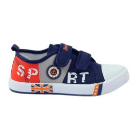 American Club Amerikanische Turnschuhe Sneakers Lederinnensohle marineblau grau orange