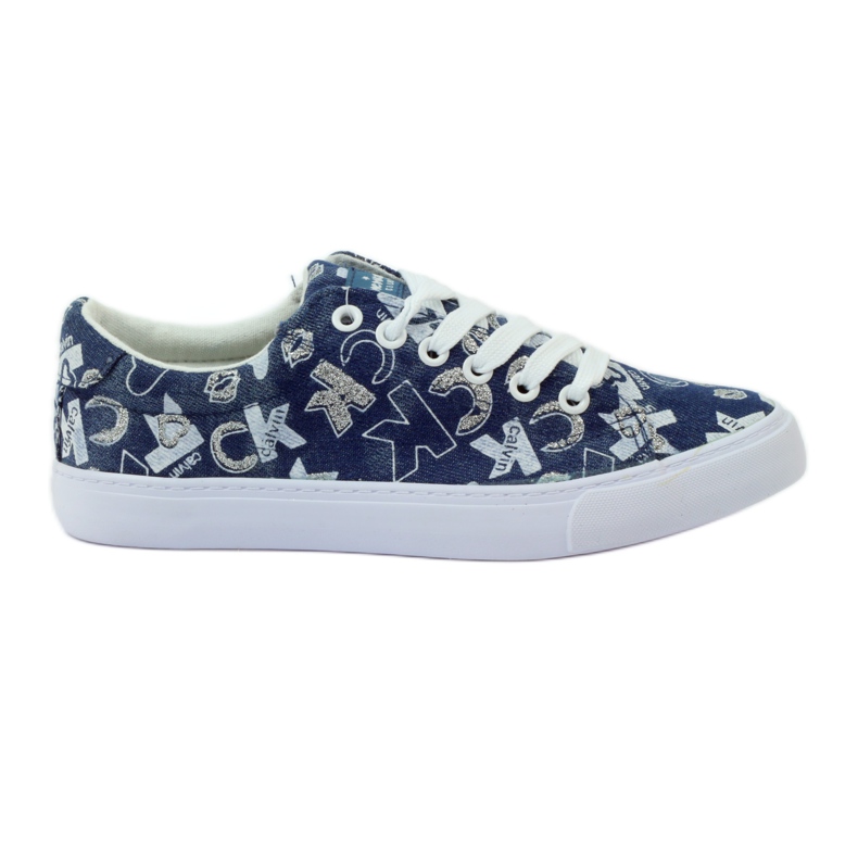 Damen-Denim-Sneakers mit Glitzer American clublh18 navy blau