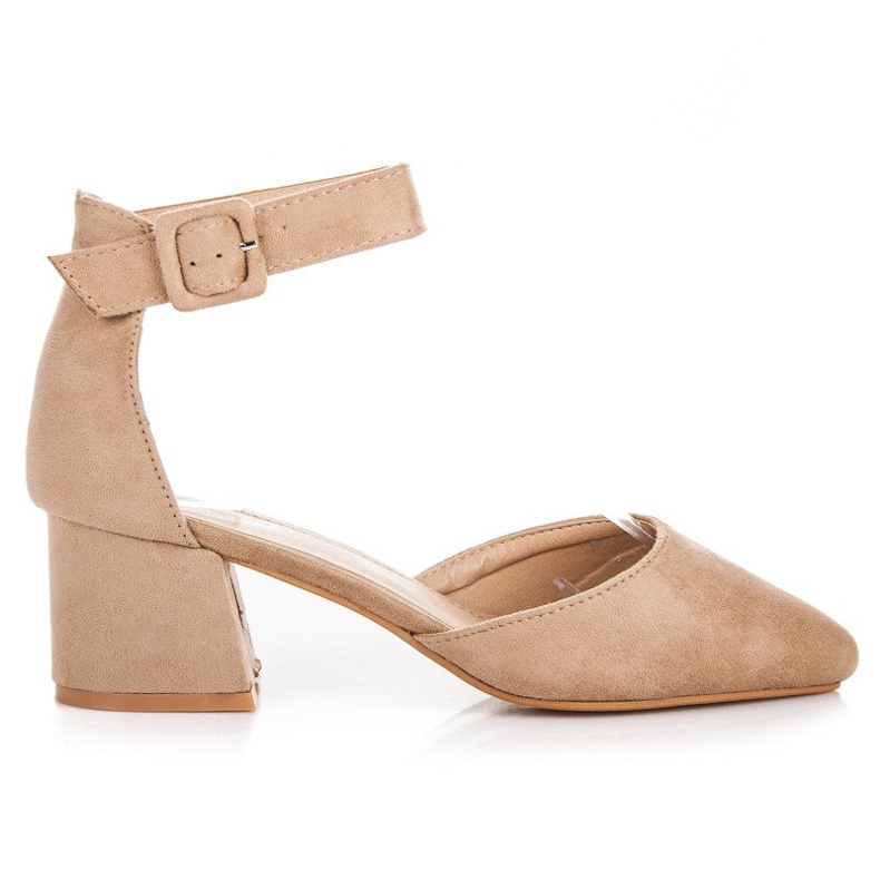 Wildledersandalen mit niedrigem Absatz braun