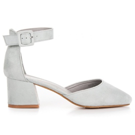 Wildledersandalen mit niedrigem Absatz grau